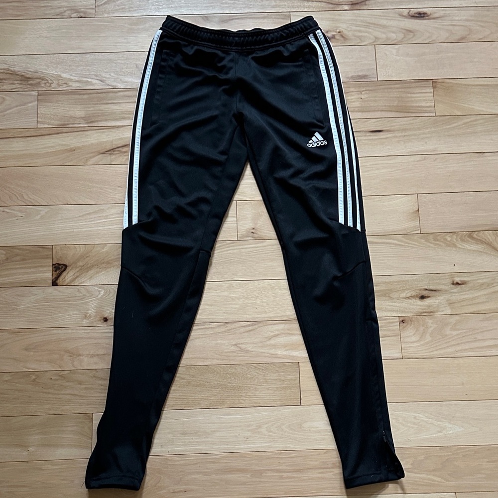 Adidas Black Training Pants with White Stripes